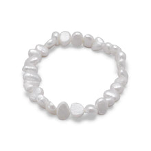 Cargar imagen en el visor de la galería, White Cultured Freshwater Pearl Stretch Bracelet