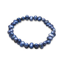 Cargar imagen en el visor de la galería, Dark Blue Cultured Freshwater Pearl Stretch Bracelet