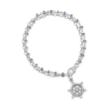 Load image into Gallery viewer, Double Strand Bracelet with Tanzanite and Ships Helm Charm