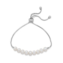 Load image into Gallery viewer, Rhodium Plated Cultured Freshwater Pearl Bolo Bracelet