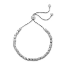 Load image into Gallery viewer, Rhodium Plated Square Bead Bolo Bracelet