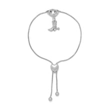 Load image into Gallery viewer, Rhodium Plated Adaptable Heart Box Chain Bolo Bracelet