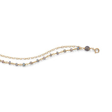 Load image into Gallery viewer, Double Strand 14 Karat Gold Plated Labradorite Beaded Bracelet