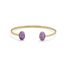 Load image into Gallery viewer, 14 Karat Gold Plated Rough Cut Amethyst Split Bangle