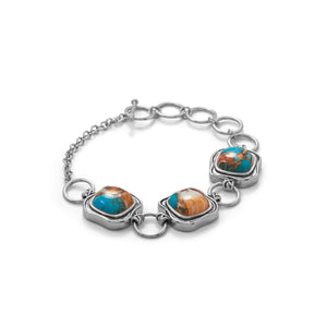 Spiny Oyster and Turquoise Toggle Bracelet