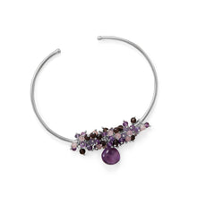 Load image into Gallery viewer, Plum Perfect! Rhodium Plated Multi Stone Beaded Cuff Bracelet