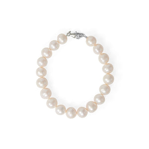 8" Rhodium Plated Cultured Freshwater Pearl Bracelet