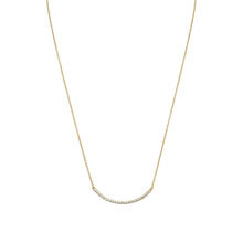 Load image into Gallery viewer, 18&quot; + 2&quot; 14 Karat Gold Plated Curved CZ Bar Necklace