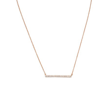 Load image into Gallery viewer, 14 Karat Rose Gold Plated CZ Bar Necklace