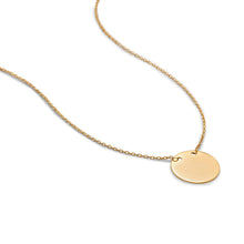 Load image into Gallery viewer, 14 Karat Gold Plated Polished Round Engravable Disk Necklace