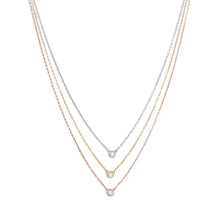 Load image into Gallery viewer, Graduated Tri Tone Necklace with CZs