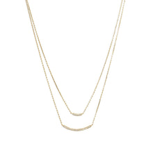 Load image into Gallery viewer, 14 Karat Gold Plated Double Strand Curved CZ Bar Necklace