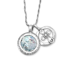 Load image into Gallery viewer, Roman Glass and Cut Out Cross Charm Necklace