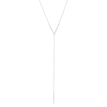 Load image into Gallery viewer, Rhodium Plated Signity CZ &quot;V&quot; Drop Necklace