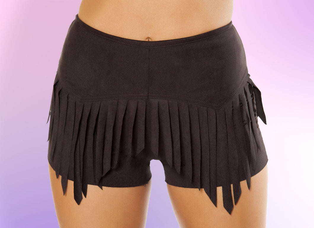 3407 - Suede Shorts with Fringe Detail