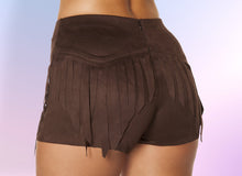 Load image into Gallery viewer, 3407 - Suede Shorts with Fringe Detail