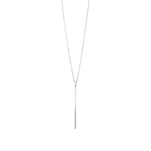 Load image into Gallery viewer, Rhodium Plated Bar Drop Necklace