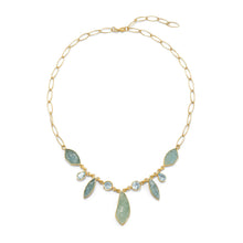 Load image into Gallery viewer, 14 Karat Gold Plated Aquamarine and Blue Topaz Necklace