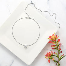 Load image into Gallery viewer, Rhodium Plated Adjustable Box Chain and Ball Necklace