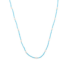 Load image into Gallery viewer, Endless Design Turquoise Magnesite and Cultured Freshwater Pearl Necklace
