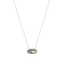 Load image into Gallery viewer, 14/20 Gold Filled Labradorite Ellipse and CZ Edge Slide Necklace