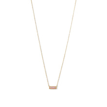 Load image into Gallery viewer, 14 Karat Gold Plated Mini Synthetic Pink Opal Bar Necklace