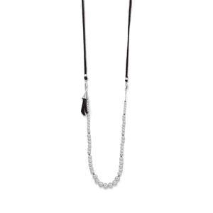 4-Way Suede and Silver Bead Necklace