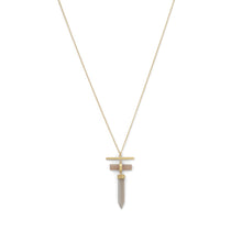 Load image into Gallery viewer, 14 Karat Gold Plated Pencil Cut Gray Moonstone Drop Necklace