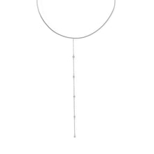 Cargar imagen en el visor de la galería, Rhodium Plated Collar with Long Chain CZ Drop