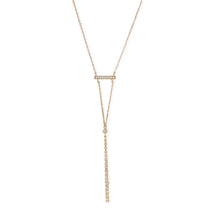 Load image into Gallery viewer, 14 Karat Gold Plated Bar Necklace with Y Drop