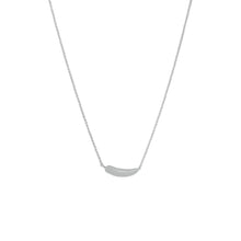 Load image into Gallery viewer, Rhodium Plated Tiny Sideways Feather Necklace