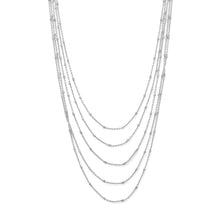 Load image into Gallery viewer, Rhodium Plated Five Strand Satellite Chain Necklace
