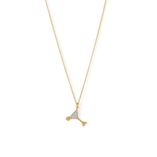 Load image into Gallery viewer, 14 Karat Gold Plated CZ Martini Charm Necklace