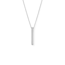 Load image into Gallery viewer, Four Sided Rhodium Plated Vertical Bar Drop Necklace
