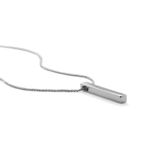 Load image into Gallery viewer, Four Sided Rhodium Plated Vertical Bar Drop Necklace