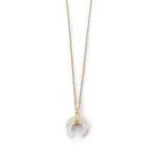 Load image into Gallery viewer, Mother of Pearl and CZ Crescent Gold Plated Necklace