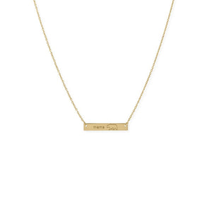 16"+2” 14K Gold Plated Sterling Silver "Mama Bear" Bar Necklace