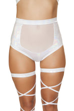 Load image into Gallery viewer, 3610 - White - 1pc High-Waisted Short with Sheer Panel and Cross Back