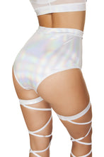 Load image into Gallery viewer, 3610 - White - 1pc High-Waisted Short with Sheer Panel and Cross Back