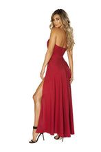 Load image into Gallery viewer, 3649 - Maxi Length Satin - Dress with High Slits &amp; Deep V