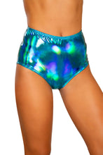 Load image into Gallery viewer, 3704 - Blue Iridescent High-Waisted Shorts