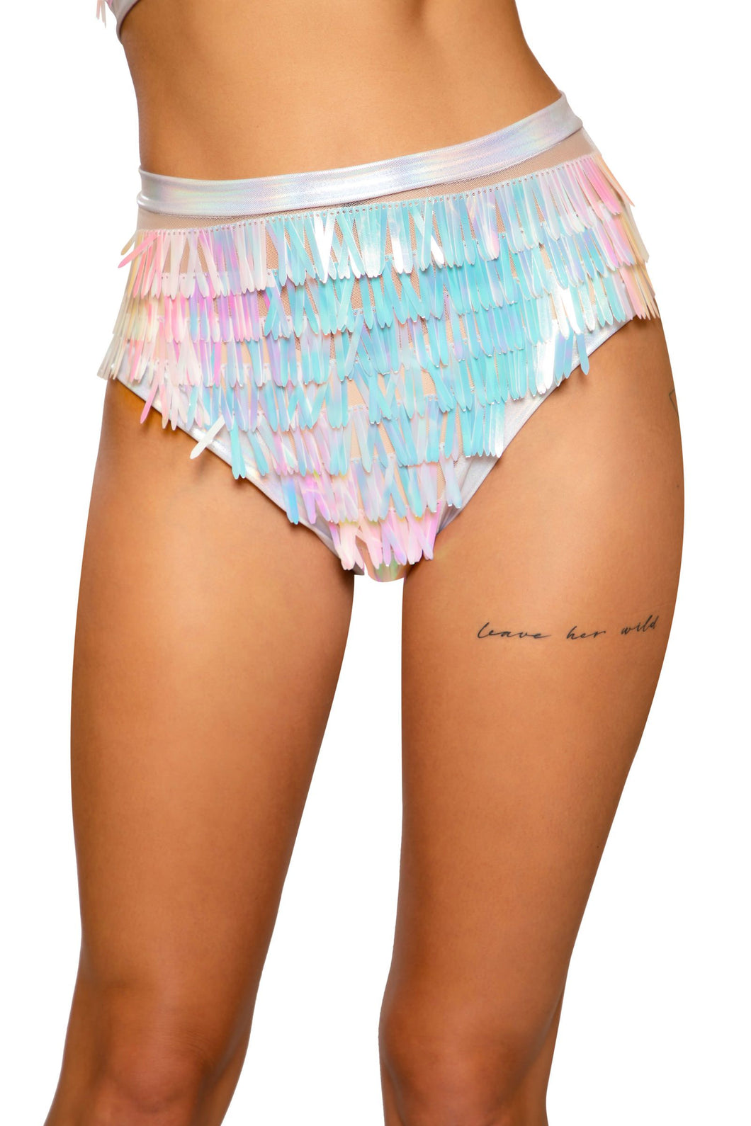 3718 - Raindrop Sequin & Shimmer High-Waisted Shorts