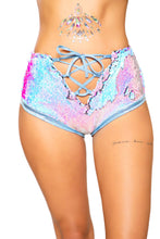 Cargar imagen en el visor de la galería, 3720 - Two-Tone High-Waisted Lace-up Shorts