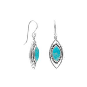 Oxidized Marquise Reconstituted Turquoise Earrings