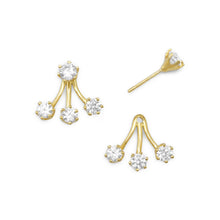 Load image into Gallery viewer, 14 Karat Gold Plated CZ Front Back Earrings