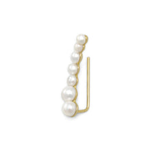 Load image into Gallery viewer, 14 Karat Gold Plated Graduated Cultured Freshwater Pearl Ear Climbers