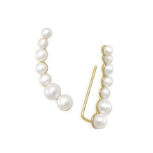 Load image into Gallery viewer, 14 Karat Gold Plated Graduated Cultured Freshwater Pearl Ear Climbers