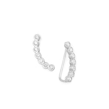Load image into Gallery viewer, Rhodium Plated Bezel CZ Ear Climbers