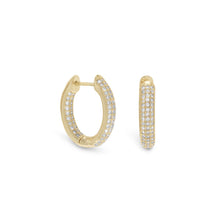 Load image into Gallery viewer, 14 Karat Gold Plated CZ In/Out Hoop Earrings
