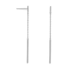 Load image into Gallery viewer, Rhodium Plated Chain and Bar Drop Earrings